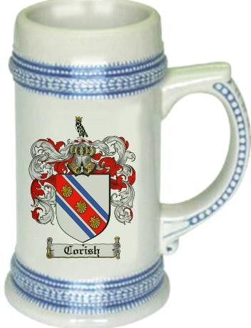 Corish family crest stein coat of arms tankard mug