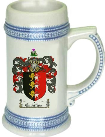 Coristine family crest stein coat of arms tankard mug