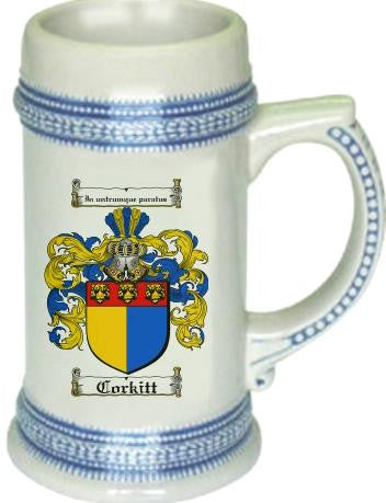 Corkitt family crest stein coat of arms tankard mug