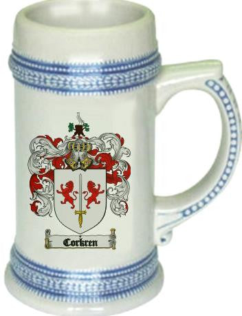 Corkren family crest stein coat of arms tankard mug