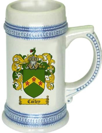 Corley family crest stein coat of arms tankard mug