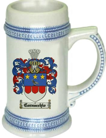 Cornacchio family crest stein coat of arms tankard mug