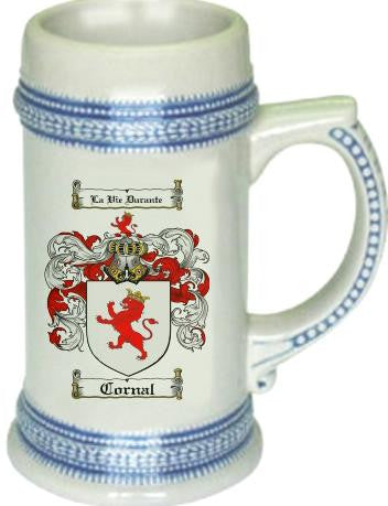 Cornal family crest stein coat of arms tankard mug