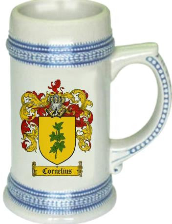 Cornelius family crest stein coat of arms tankard mug