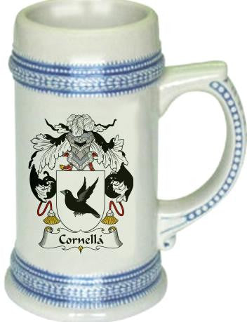 Cornella family crest stein coat of arms tankard mug