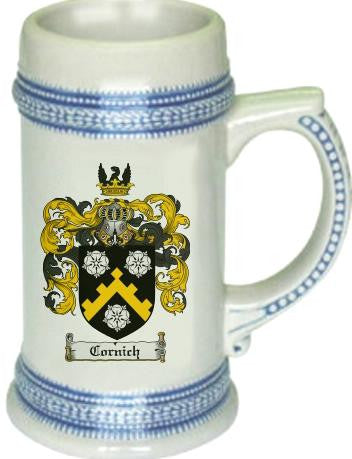 Cornich family crest stein coat of arms tankard mug