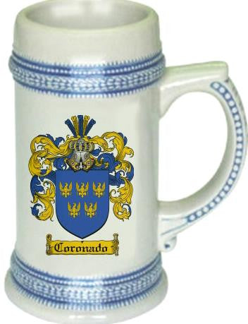 Coronado family crest stein coat of arms tankard mug