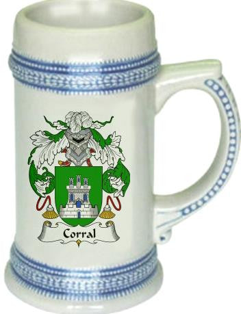 Corral family crest stein coat of arms tankard mug