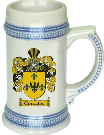 Corrales family crest stein coat of arms tankard mug