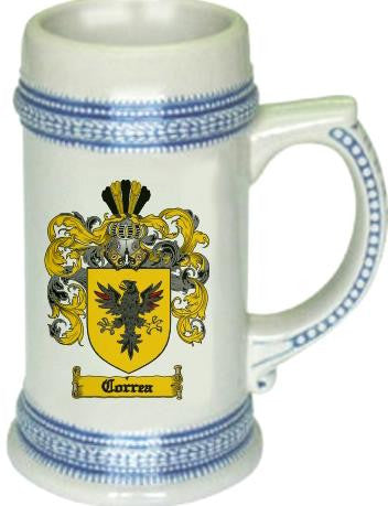 Correa family crest stein coat of arms tankard mug