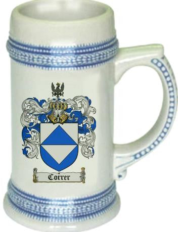 Correr family crest stein coat of arms tankard mug