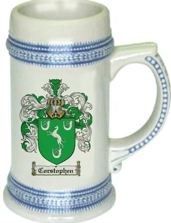 Corstophen family crest stein coat of arms tankard mug