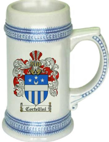 Cortellini family crest stein coat of arms tankard mug