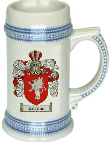 Corzine family crest stein coat of arms tankard mug