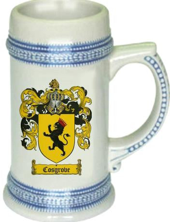 Cosgrove family crest stein coat of arms tankard mug