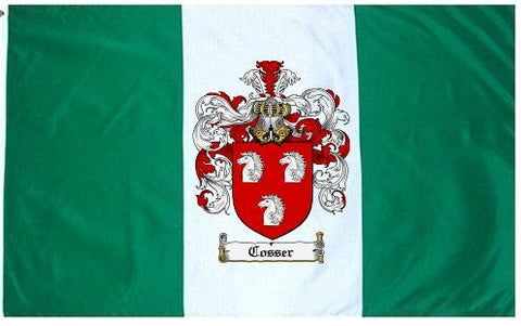 Cosser family crest coat of arms flag