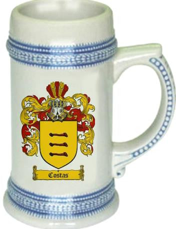 Costas family crest stein coat of arms tankard mug