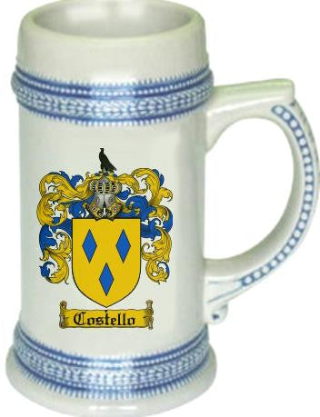 Costello family crest stein coat of arms tankard mug