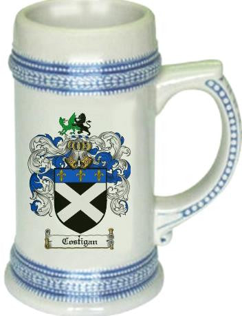 Costigan family crest stein coat of arms tankard mug