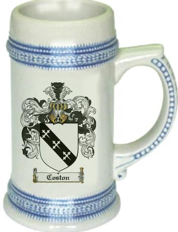 Coston family crest stein coat of arms tankard mug