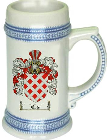 Cote family crest stein coat of arms tankard mug