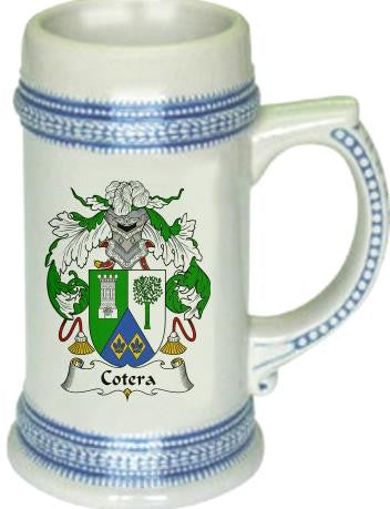Cotera family crest stein coat of arms tankard mug