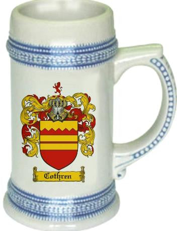 Cothren family crest stein coat of arms tankard mug