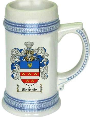 Cotnoir family crest stein coat of arms tankard mug