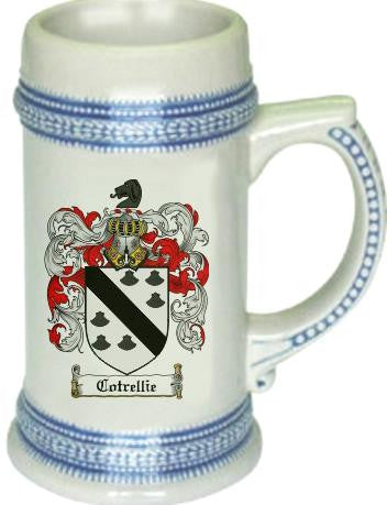 Cotrellie family crest stein coat of arms tankard mug