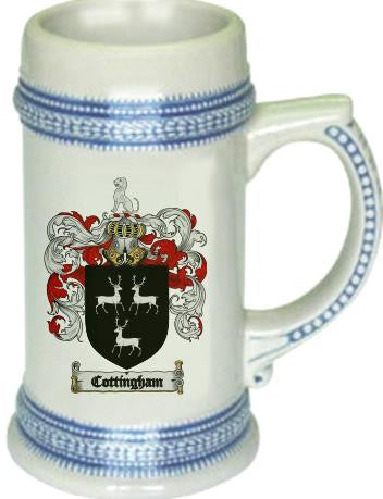 Cottingham family crest stein coat of arms tankard mug