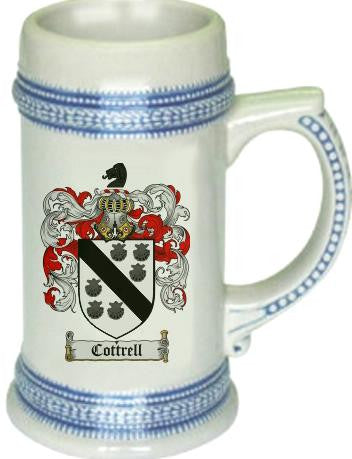 Cottrell family crest stein coat of arms tankard mug