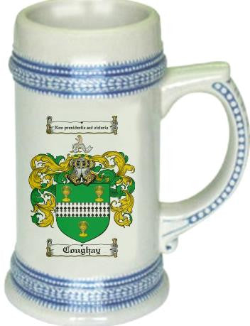 Coughay family crest stein coat of arms tankard mug