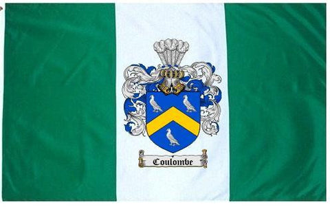 Coulombe family crest coat of arms flag