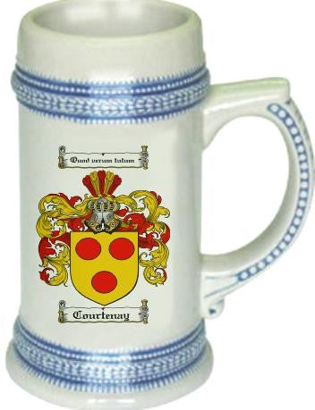 Courtenay family crest stein coat of arms tankard mug
