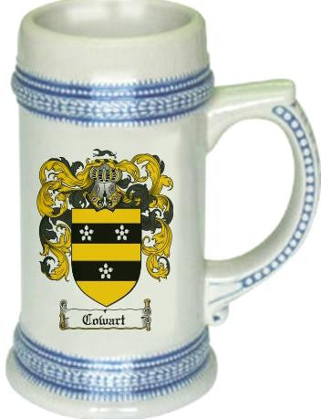 Cowart family crest stein coat of arms tankard mug