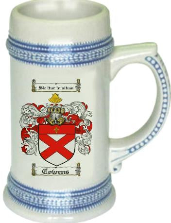 Cowens family crest stein coat of arms tankard mug