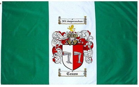 Coxon family crest coat of arms flag