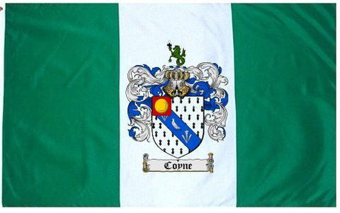 Coyne family crest coat of arms flag