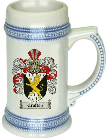 Crafton family crest stein coat of arms tankard mug