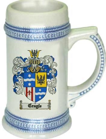 Cragle family crest stein coat of arms tankard mug