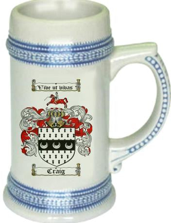 Craig family crest stein coat of arms tankard mug