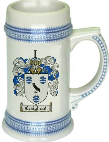 Craighead family crest stein coat of arms tankard mug