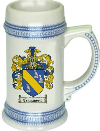 Crammond family crest stein coat of arms tankard mug