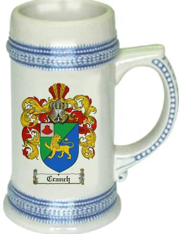 Cranch family crest stein coat of arms tankard mug