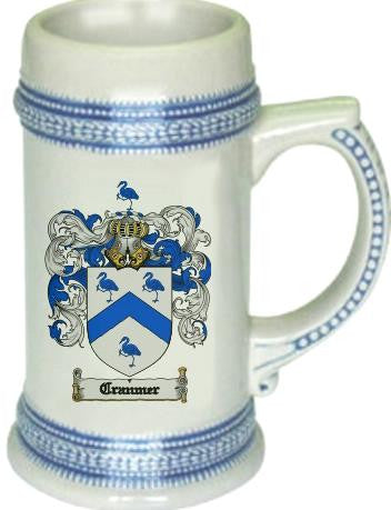 Cranmer family crest stein coat of arms tankard mug