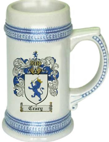 Crary family crest stein coat of arms tankard mug