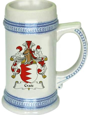 Cratz family crest stein coat of arms tankard mug
