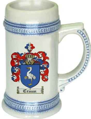 Craun family crest stein coat of arms tankard mug