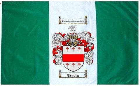 Cravin family crest coat of arms flag