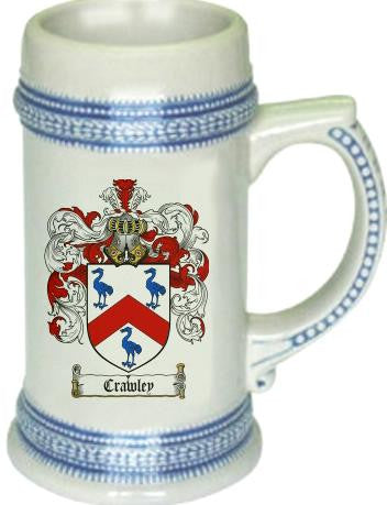Crawley family crest stein coat of arms tankard mug